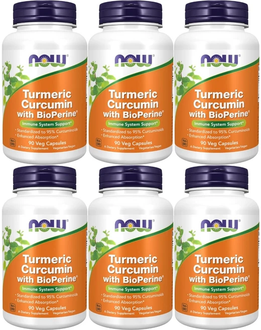 나우푸드 터메릭 커큐민 바이오페린 심황 강황 뿌리 추출물 베지캡슐, 6개, 90정 - 쿠팡
