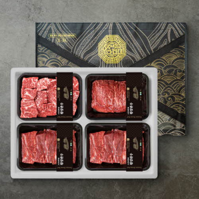 [소문난맛집 횡성한우] 담백하고 부드러운 원뿔 1+ 횡성한우 스페셜 한정판 에디션 정육 선물세트 1.6kg [국거리 400g +불고기 400g + 장조림 400g +산적 400g], 1세트