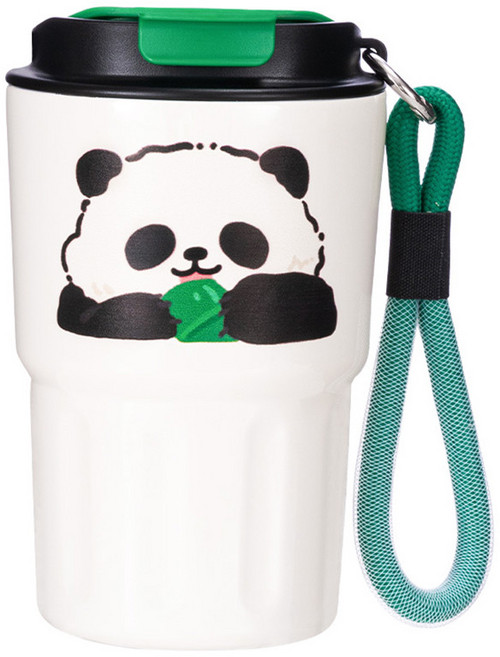 보보 릴랙스 푸바오 판다 스텐 보온병 보냉컵 뜨아텀블러 340ml, 1개, 화이트