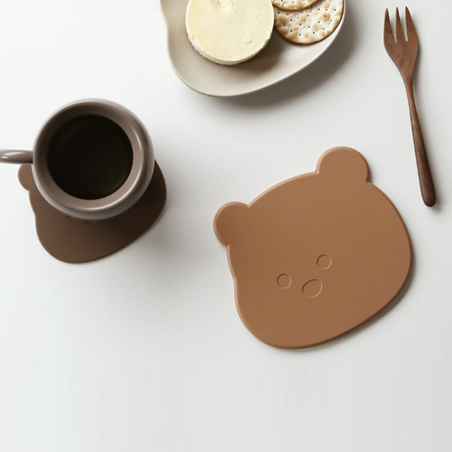 곰돌이 실리콘 받침 귀여운 테디 실리콘 받침 M 1p, 1개