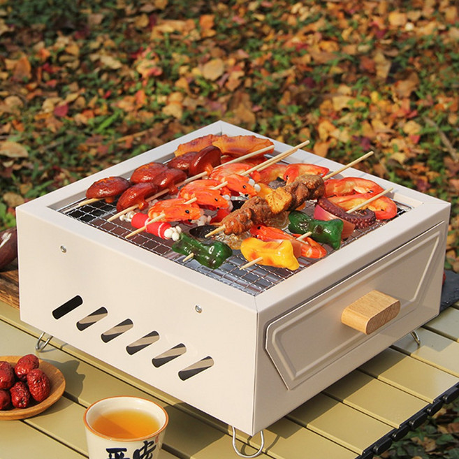 YF 캠핑 화로대 불멍 야외 바베큐 숯불 스텐화로, 1개