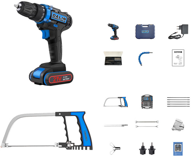 전동 드릴 공구 세트 가정용 무선 충전 전기 핸드 드릴 드라이버 쏘우, 1개