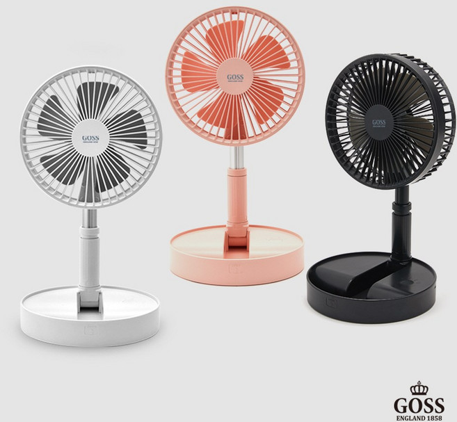 고스 접이식 키높이 휴대용 무선 선풍기 18cm, GSF-N007W, 화이트