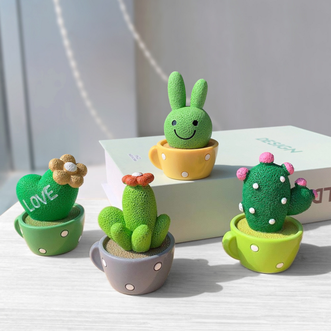 귀여운 미니 화분 자동차 장식 4종 세트