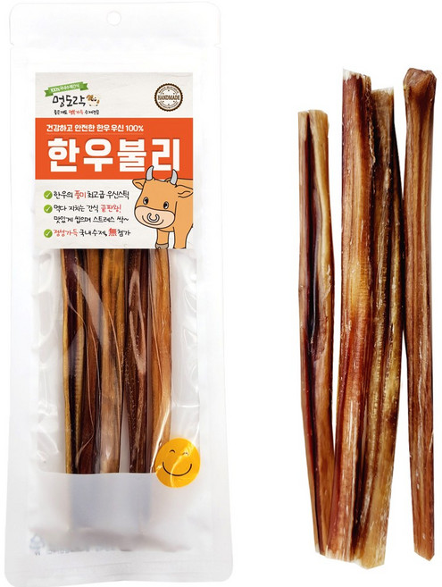 멍도락 한우불리스틱 천연콜라겐 오래먹는껌 100%한우우신 강아지수제간식, 한우우신 중형, 50g, 1개
