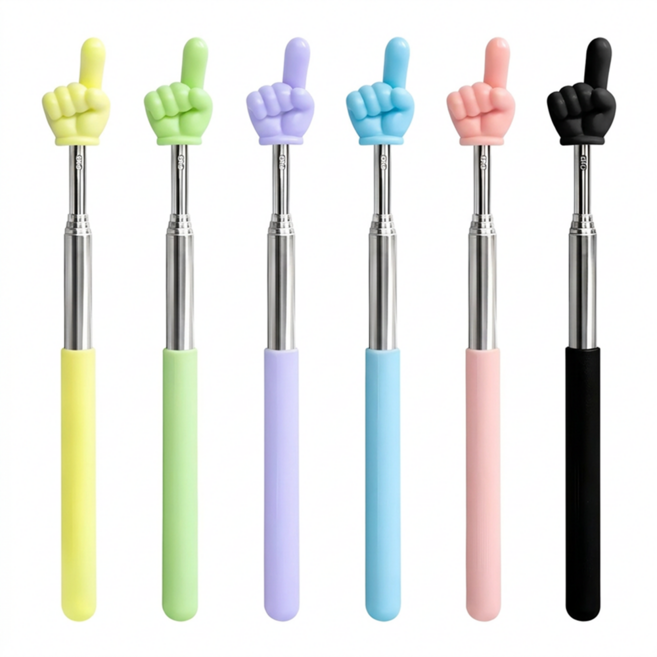 로멀리 길이조절 손가락 지시봉, 6개, 혼합색상