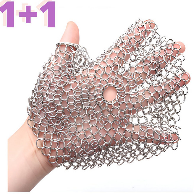 디지럭스 1+1 스테인레스 수세미 반영구수세미 스텐링철수세미 사각/원형 대형(15cm)/소형(10cm), 1세트, 2개