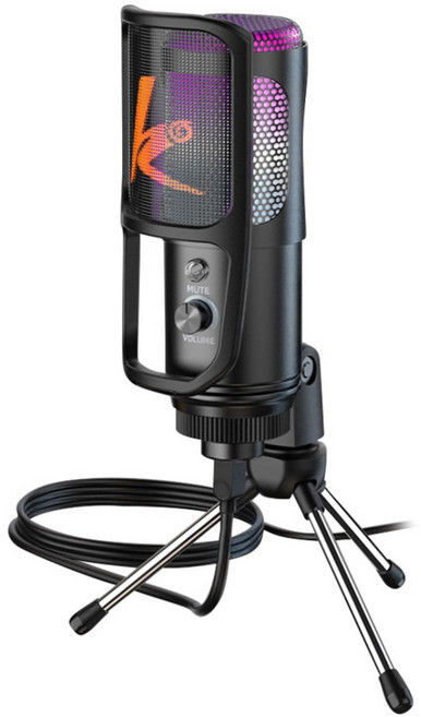 COOLCOLD 스마트 노이즈 캔슬링 USB 콘덴서 게임 마이크 재생 녹음용, 블랙