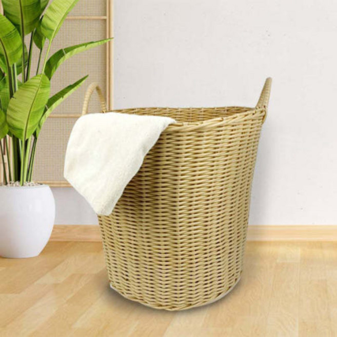 대형빨래바구니 라탄빨래바구니 손잡이 장난감보관 대형빨래통 빨래함 친환경, 1개, 다크초코