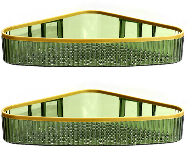 다목적벽걸이형욕실 수납랙 공간 절약형무타공 선반 주방욕실세면용품보관용, 1개, 녹색삼각+녹색삼각