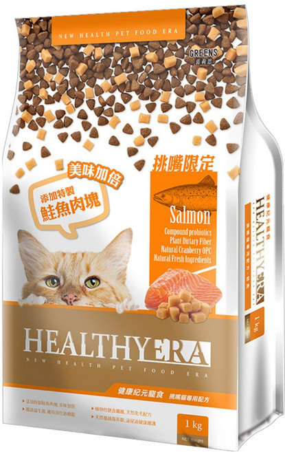 福壽實業 HEALTHYERA 健康紀元 1歲以上成貓 挑嘴貓專用配方 乾飼料, 鮭魚口味, 1kg, 1袋