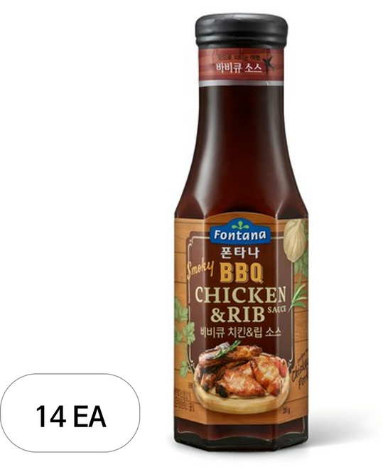 폰타나 스모키 비비큐 치킨 앤 립 소스, 285g, 14개