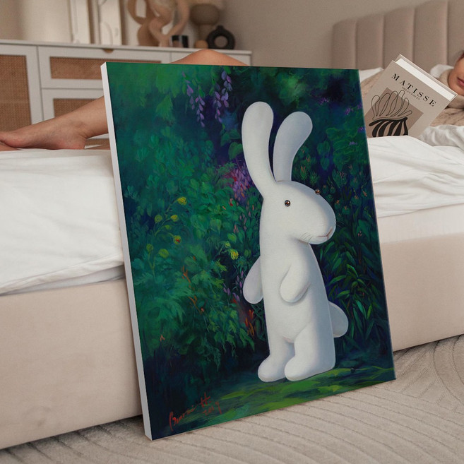 풍수 행운 행복토끼 2 일러스트 토끼그림 카페 아이방 인테리어 캔버스 그림액자 23종 12-23 집들이선물 아가방 데코 동물그림, 19.숲속토끼