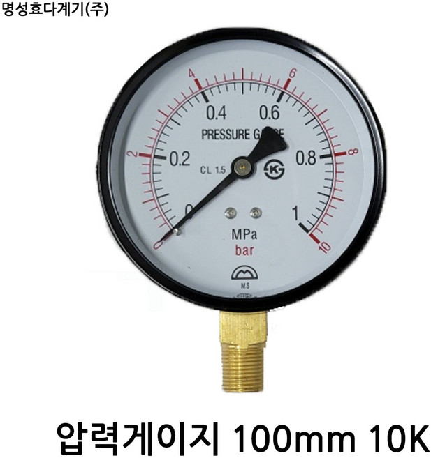 압력게이지 100mm 10k / 명성효다계기, 1개