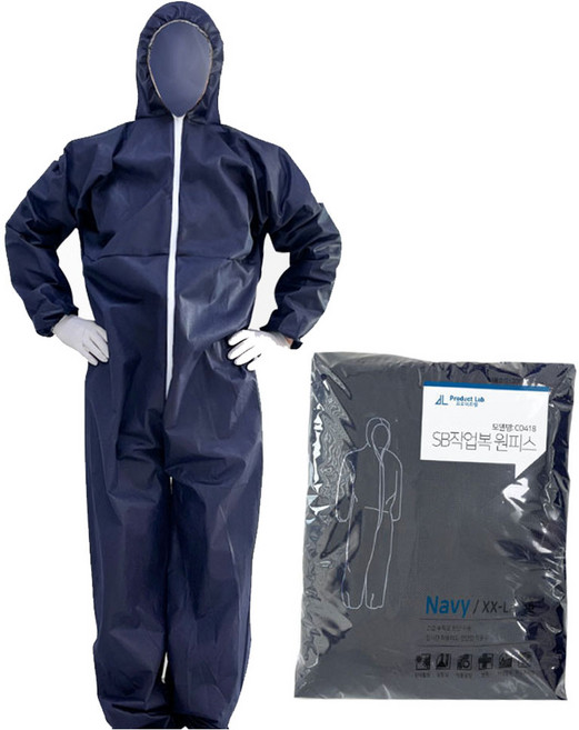 스카이 일회용 작업복 보호복 방역복 원피스 1매 XL, 네이비, 1개