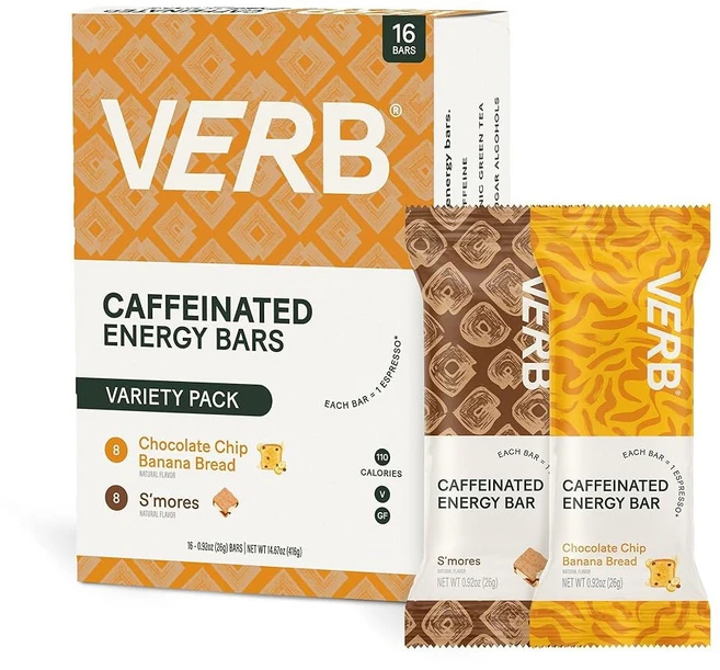 버브 카페인 에너지 바 생일 케이크 (26g 16팩) 110칼로리 맛있는 저설탕 - 80mg 녹차 카페인이 함유된 글루텐 프리 이동 중 간식 한 실제 식품 성분, 16 Count (Pack of 1), 16 Count (Pack of 1) - 쿠팡