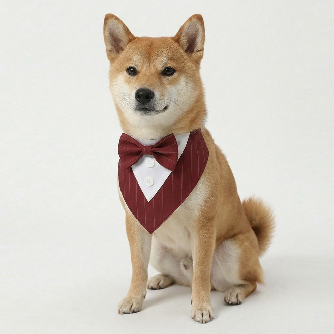 [마몽펫즈]강아지 클래식 리본 턱시도 셀프웨딩 화동 생일파티 반려견 코스튬 프로필 소형 대형견, ST버건디