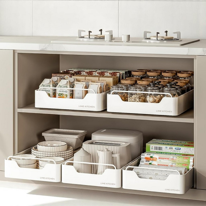 LIME KITCHEN 라임키친 무타공 접착식 다용도 슬라이딩 선반, 1개