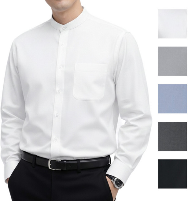차이나카라 남자 헨리넥 셔츠 긴팔 일반핏 90~130사이즈 남성 셔츠