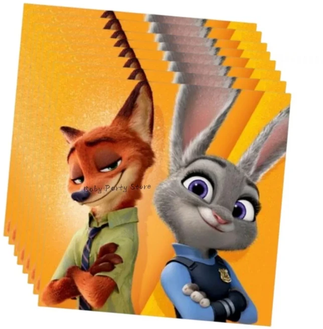 주토피아 2 테마 파티 장식 접시 테이블보 케이크 토퍼 배너 컵 생일 크리스마스 어린이 용품, 14 20pcs Napkins-1