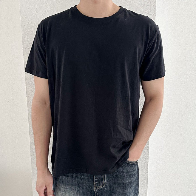 1+1 빅사이즈 무지 라운드 반팔 티셔츠 30수 이너티