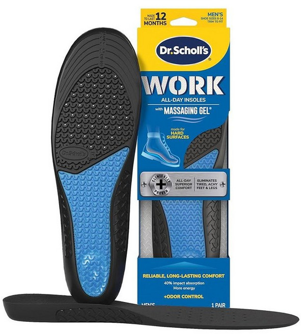 닥터숄Dr. Scholl's WORK 어드밴스드 마사지 젤 안창용140926, Men's 8-14, 1 Pair (Pack of 2)