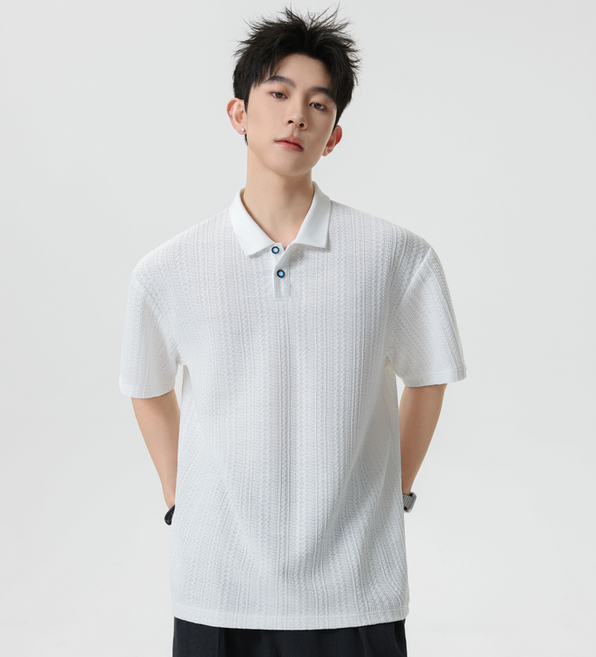 CBHV 남성 프리미엄 텍스처 카라 반팔 니트 티셔츠