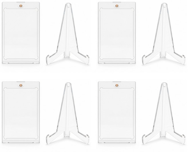 투데이리빙 4개 세트 자석 탑로더 + 받침대 거치대 카드 슬리브 포카 보관함 uv 차단 케이스, R49065Z(투명, 8개입, 1세트, 1세트