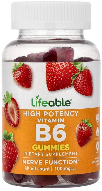아이허브 비타민B6 구미젤리 딸기 맛 100mg 구미 60개(1개당 50mg), LFB73020, 1개, 60 - 쿠팡