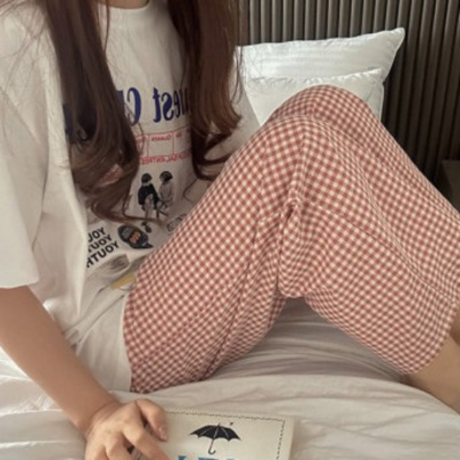 H made 어썸 체크 잠옷 긴바지 커플 파자마 팬츠 4color