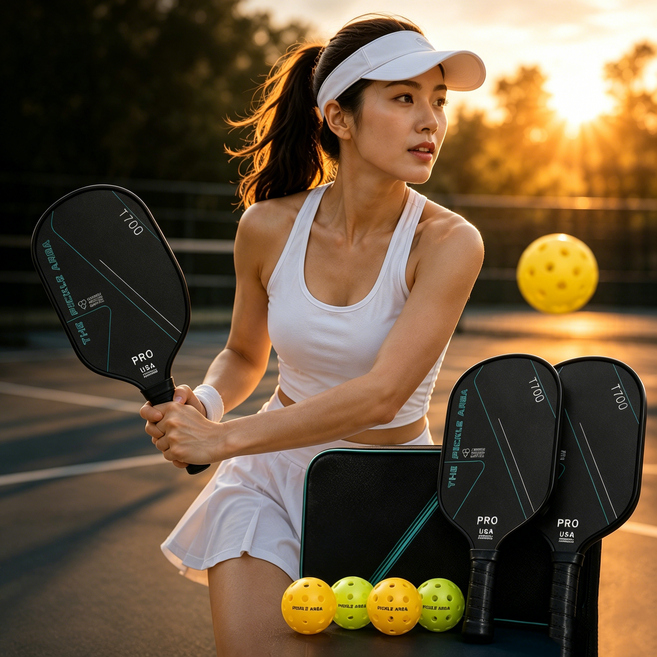 THE PICKLE AREA 碳纖維 T700 雙拍套裝組 (PRO USA Approved), 曜石黑, 1套