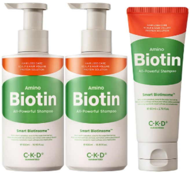C-K-D 아미노 비오틴 올파워풀 샴푸 500ml x 2개 + 80ml