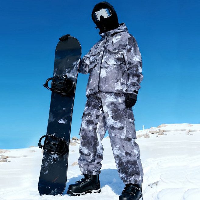 2025 보드복 커플보드복 따뜻한 두꺼운 스노우 보드복세트, M, 블랙 슈트