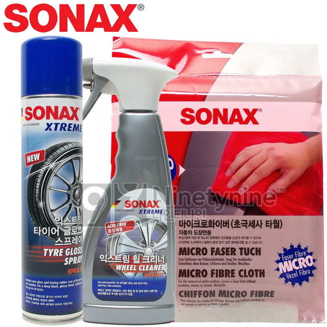 소낙스 휠 타이어 고급관리 3종세트+금액별사은품 익스트림휠크리너+익스트림타이어글로스스프레이+초극세사타월-레드 세차세트, 1개