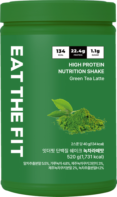 잇더핏 단백질 쉐이크 대용량 (녹차라떼맛), 1개, 520g