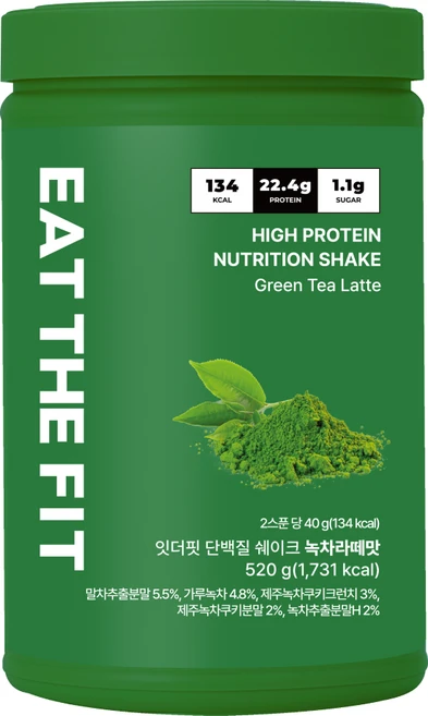 잇더핏 단백질 쉐이크 대용량 (녹차라떼맛), 1개, 520g - 쿠팡