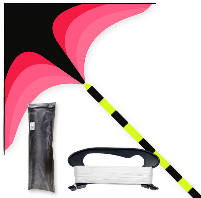 연빠람 컴팩트 가오리연 접이식 초경량 접으면 45cm 펼치면 1.6M + 꼬리 5M, 레드+핸들얼레, 1세트