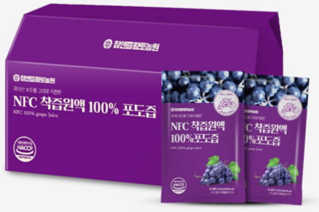 국산 저온착즙 포도주스 100% 100ml x 30포 NFC 착즙원액 하루 한 포, 1박스 100ml 30포