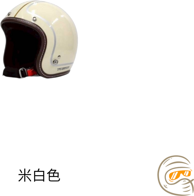 TAKEGAWA V407 復古機車安全帽 可拆洗內襯, 米白色