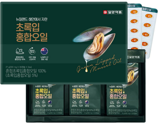 우리 가족 건강 고급 초록입홍합오일캡슐 300mg x 30캡슐 3개, 1정, 1세트