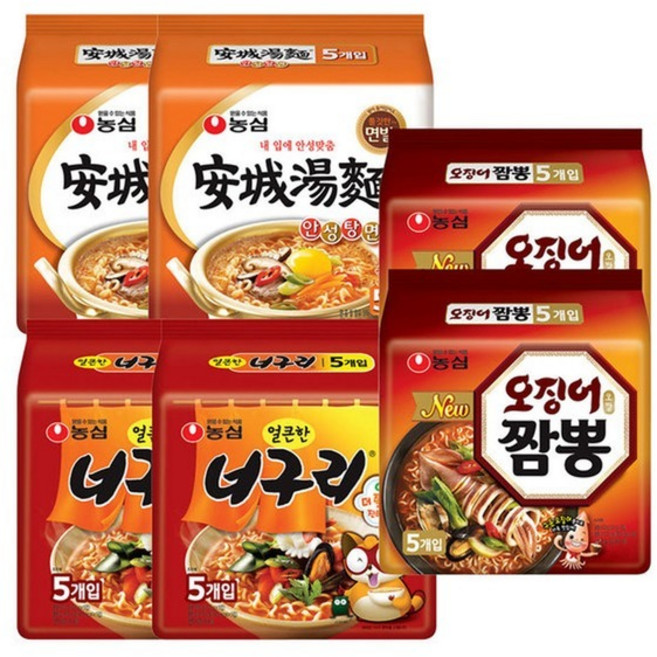 농심 오징어짬뽕10개+너구리10개+안성탕면10개(총30개) 박스 맛있는 라면 즉석 한끼 간식 밥 라멘 점심 박스 면 종류 가격 차박 음식 여행 캠핑 야식, 30개