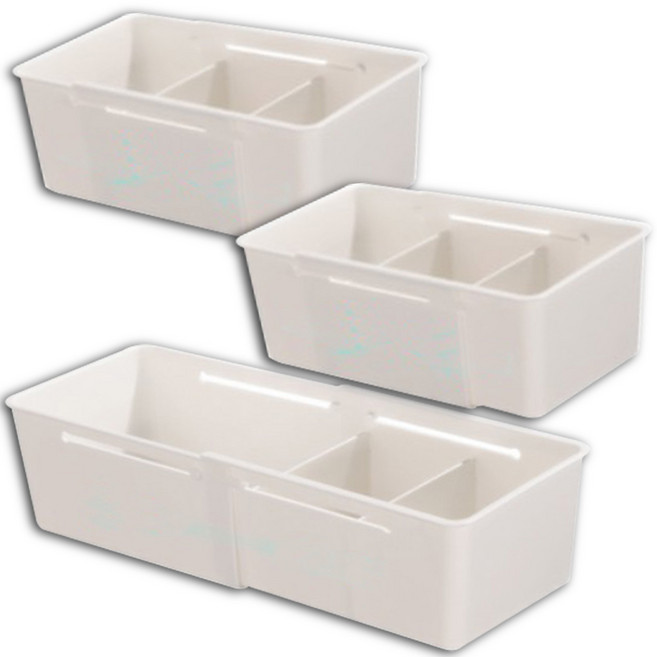 아모르주 길이조절 서랍 정리함 수납 정리대 칸막이 수납함, 1세트, 대형 3개 (화이트)