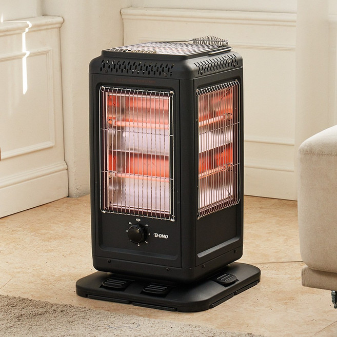 도노 오방향 레트로 발터치형 전기스토브, 블랙