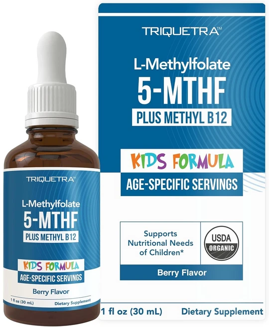 Triquetra 유기 어린이용 메틸엽산 + 메틸 B12 베리맛 설하제 5-MTHF 우수한 엽산 액상, Organic Kids 메틸엽산 + 메틸 B12 보조, 1개, 1oz - 쿠팡