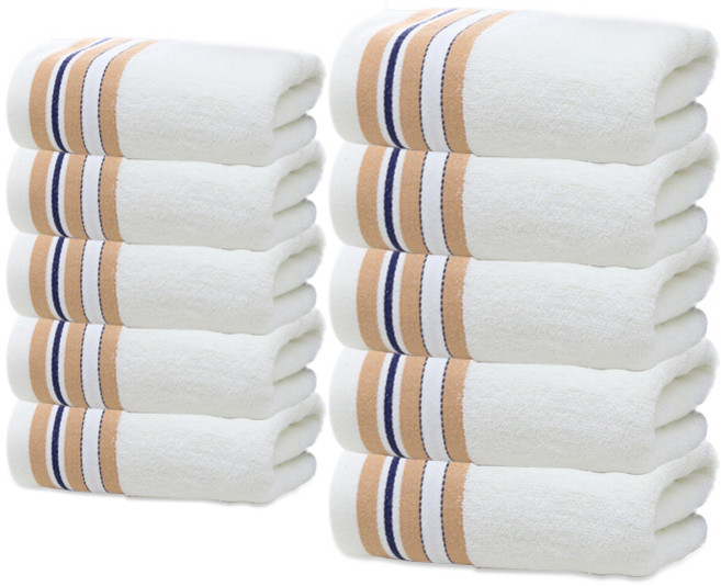 호밍사이 호텔수건 가정용 수건 순면 100% 도톰한 흡수성 소프트 타월 기숙사 세면 타월 면수건 타월 10P, 화이트, 10개