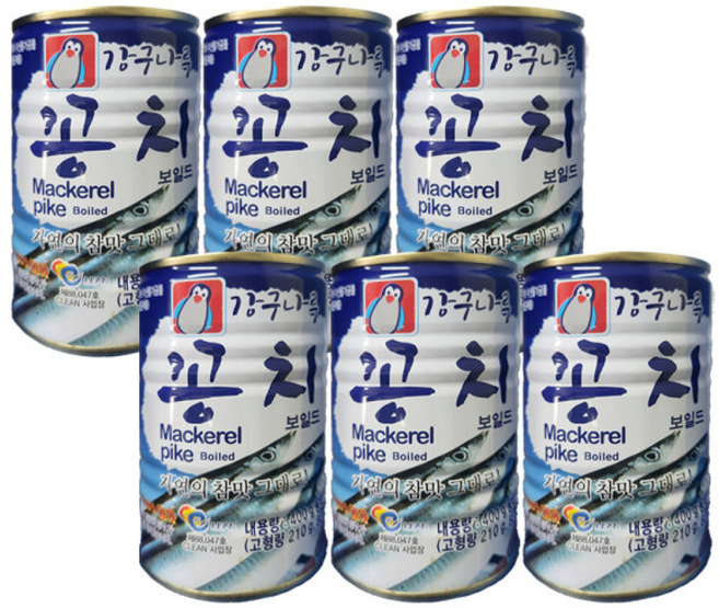 강구나루 꽁치 통조림 업소용 조림 찌개 캠핑 자취, 400g, 6개