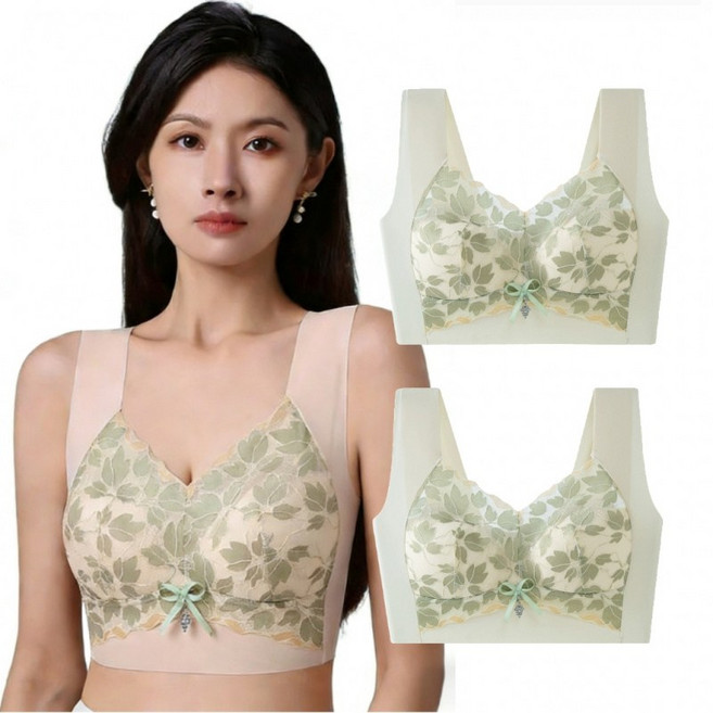 코사르티 1+1 빅사이즈 노와이어 레이스 브라 U백 편한 여성 브라 속옷