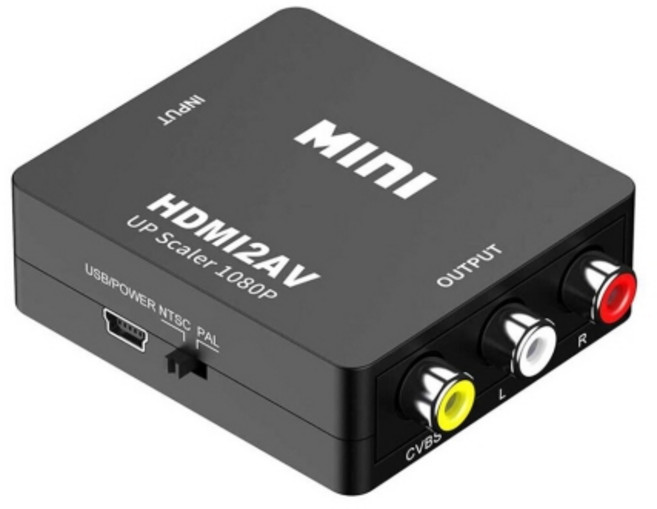 HDMI to AV 3RCA 변환 컨버터 - USB 전원케이블 포함 - TV 프로젝터 모니터 호환
