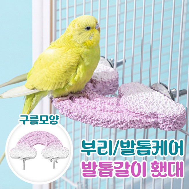 앵무새 횃대 스탠드 발톱갈이 새 횟대 구름 발톱관리 소형 슈가글라이더 은신처 피그미다람쥐 리틀띵즈, 1개, 마카롱퍼플