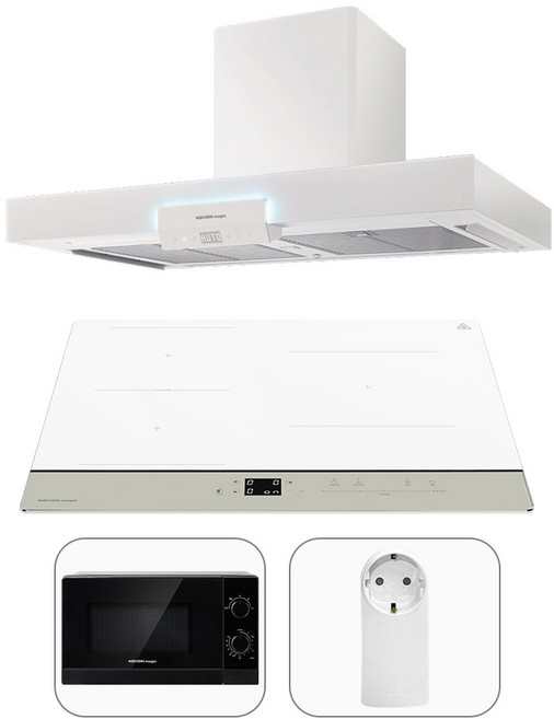 [ 무료설치 ] 나비엔 매직 3구 화이트 인덕션 ERI-3623AF + 3D에어 주방 후드 패키지 / 전자레인지 증정, 빌트인, ERI-3623AF+침니형RAC552-09TCBC화이트